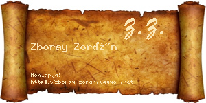 Zboray Zorán névjegykártya